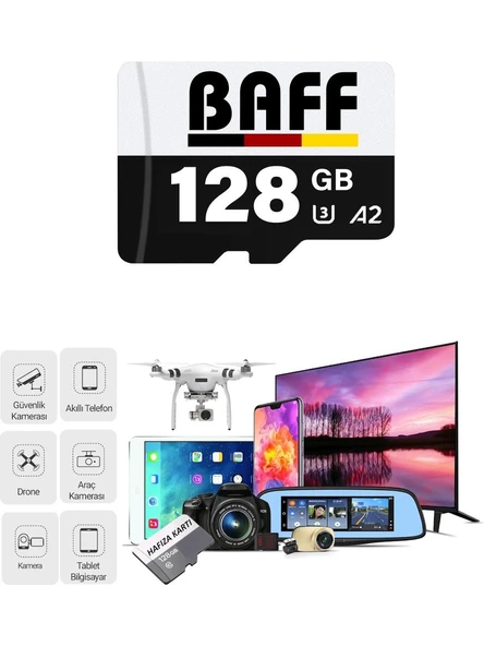 Baff 128GB Hafıza Kartı Video Kayıt Destekli U3 A2 Standartlarında
