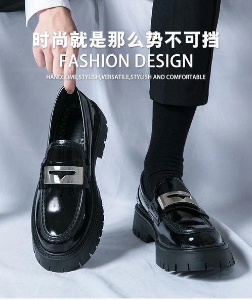 Erkek Kalın Taban Loafer Ayakkabı (Siyah) - Resim 7