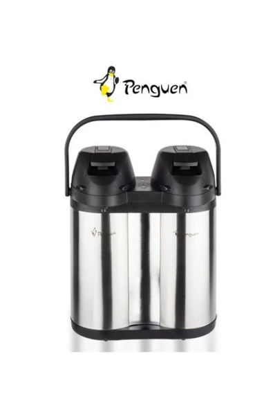 Penguen termos Png 1240 Xl 1,9+1,9= 3,8 Litre Çiftli Çelik Çay Termosu
