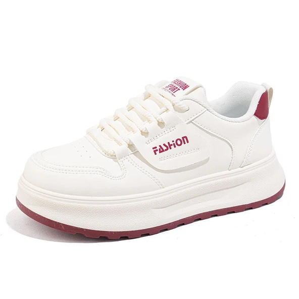 Kadın Deri Günlük Spor Ayakkabı (Bej Siyah-1) - Resim 5