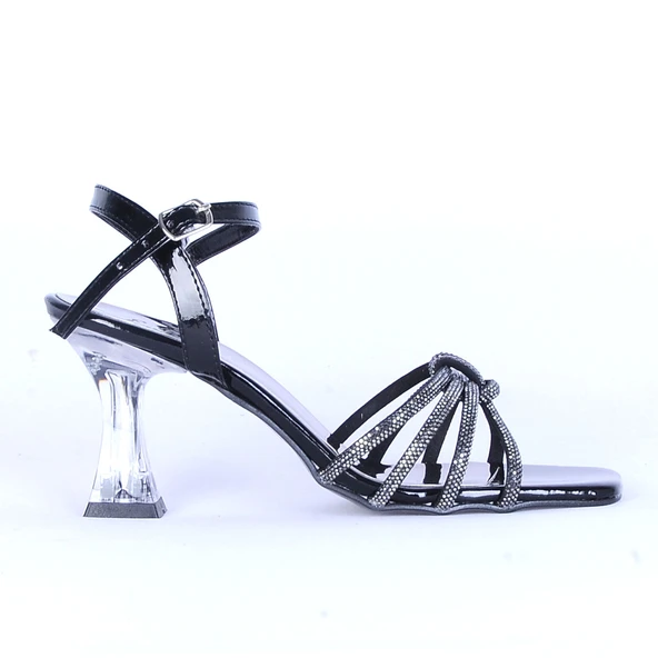 Moda Ayakkabı 531 Parlak Taşlı Şefaf 7Cm Topuklu Ayakkabı - 8