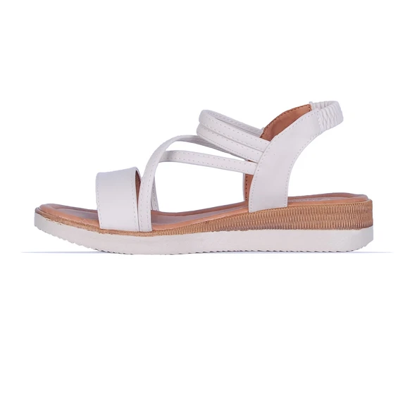 Moda Ayakkabı 850 Syh-Krem Düz Sandalet Ayakkabı - 6