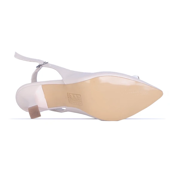 Moda Ayakkabı C-470 Bej 5Cm Kadın İnce Topuklu Ayakkabı - 4