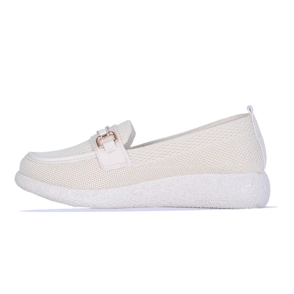 Moda Ayakkabı 847 Syh-Krem Kadın Babet Ayakkabı - Resim 3