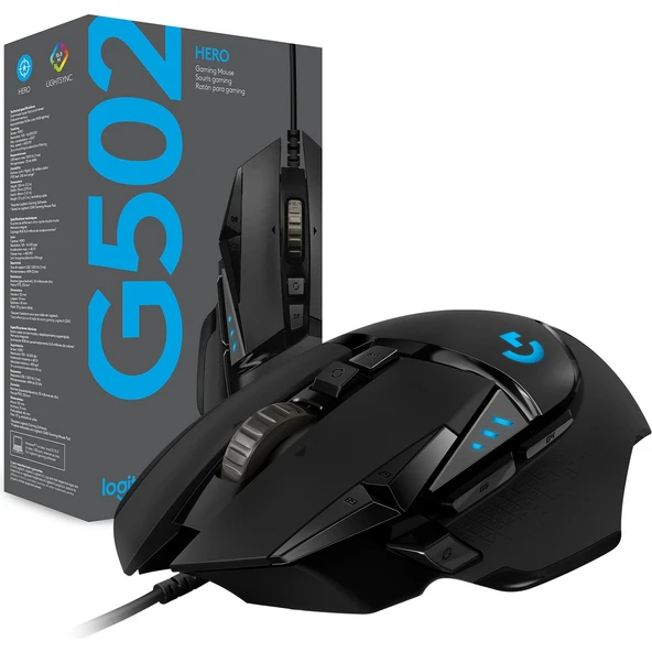 Logitech G G502 HERO LIGHTSYNC 25.600 DPI Yüksek Performanslı Kablolu Oyuncu Mouse - Siyah - 11