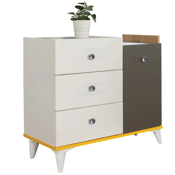 Giallo Genç Odası - 3 Kapılı Dolap, Karyola, Komodin, Şifonyer - 6