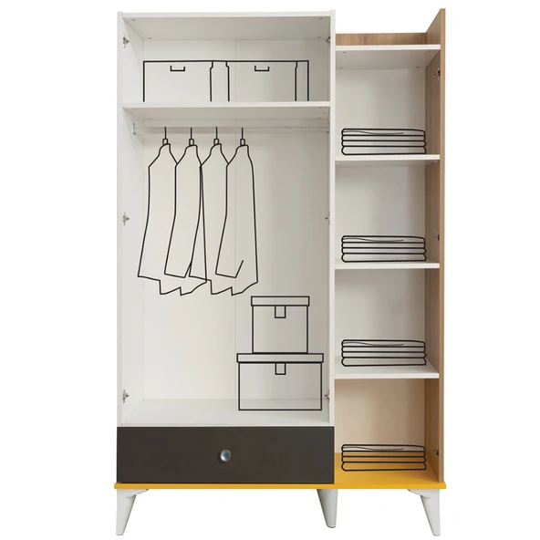 Giallo Genç Odası - 3 Kapılı Dolap, Karyola, Komodin, Şifonyer - 3