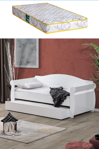 Karyola, Taht Beyaz Yavrulu Yatak + 1 Adet Comfort Yatak