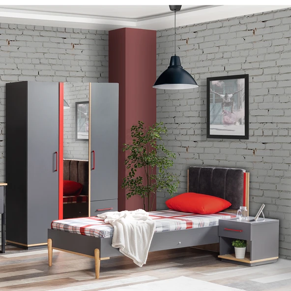 Antre Genç Odası - 3 Kapılı Dolap, Karyola, Komodin