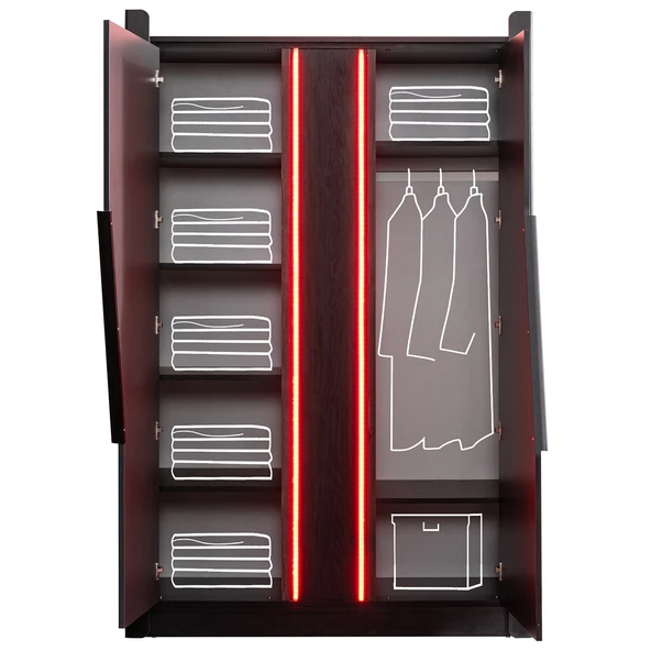 Gardırop, Gamer Ledli Oyuncu 2 Kapaklı Dolap - Resim 3