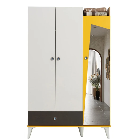 Giallo Genç Odası - 3 Kapılı Dolap, Karyola, Komodin - 4