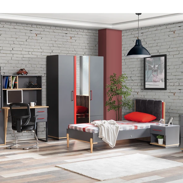 Antre Genç Odası - 3 Kapılı Dolap, Karyola, Komodin, Masa