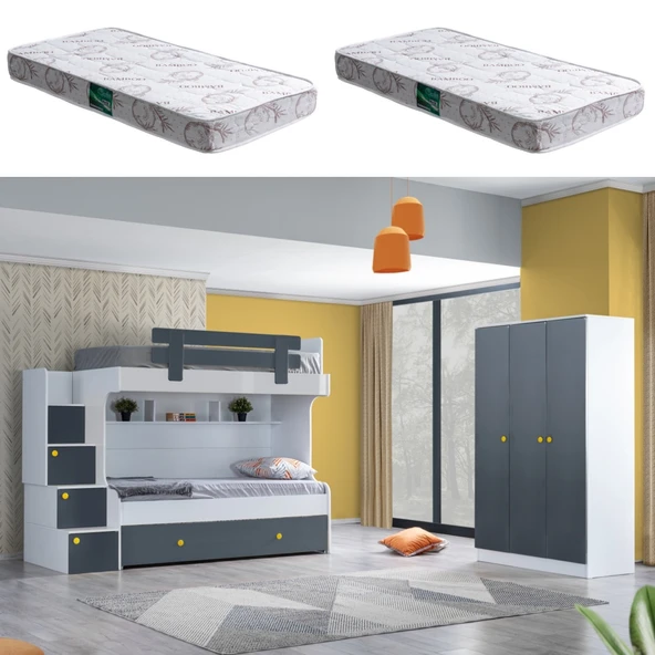 Ranza, Metris Yavrulu Ranza 3 Kapaklı Dolap 2 Adet Comfort Yatak