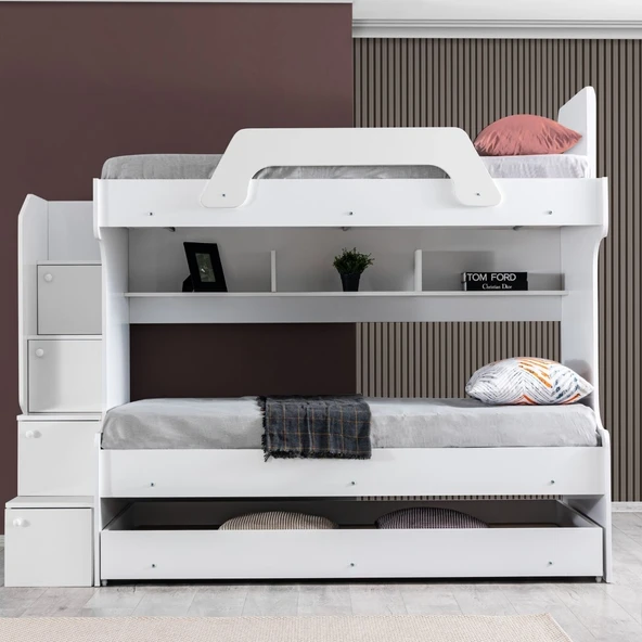 Ranza, İnci Yavrulu Ranza 3lü Beyaz Ranza + 3 Adet Comfort Yatak - Resim 5