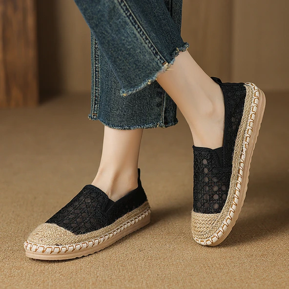 Kadın Espadril Loafer Ayakkabı (Siyah)