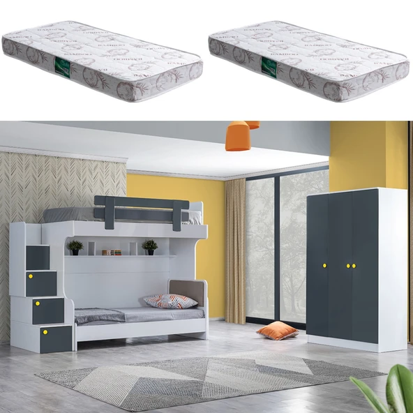 Ranza, Metris Ranza Karyola 3 Kapaklı Dolap 2 Adet Comfort Yatak