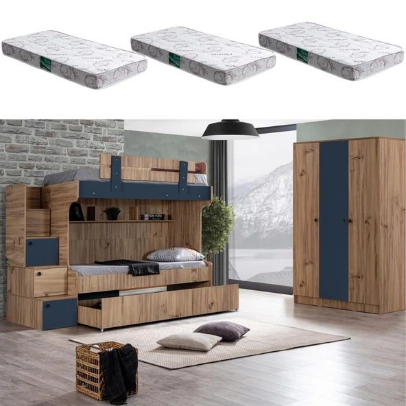 Ranza, Riva Yavrulu Ranza + 3 Kapılı Dolap + 3 Adet Comfort Yatak