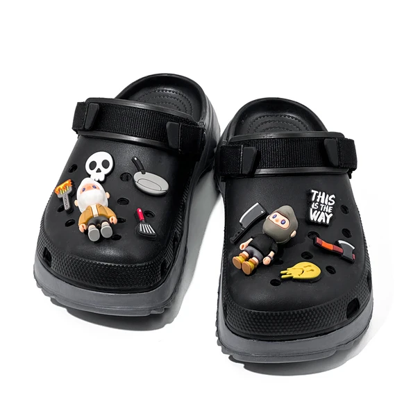 Erkek Halloween Temalı Terlik (Siyah - Gri)
