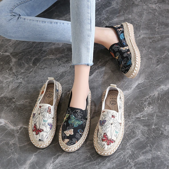 Kadın Espadril Loafer Ayakkabı (Kelebek Bej-1) - 4