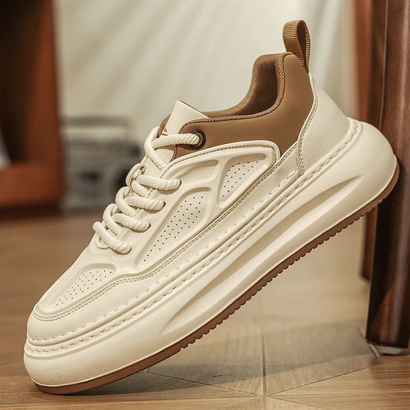 Erkek Günlük Kalın Taban Ayakkabı (Bej - Kahve) - Resim 5