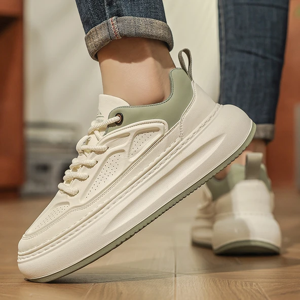 Erkek Günlük Kalın Taban Ayakkabı (Bej - Kahve) - Resim 3