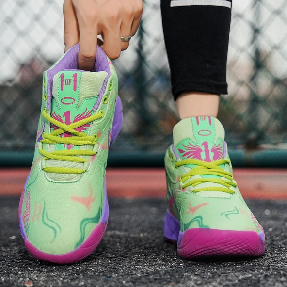 Unisex Basketbol Ayakkabısı (Yeşil - Mor)