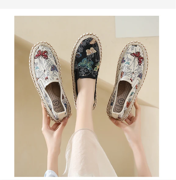 Kadın Espadril Loafer Ayakkabı (Kelebek Bej-1) - 9
