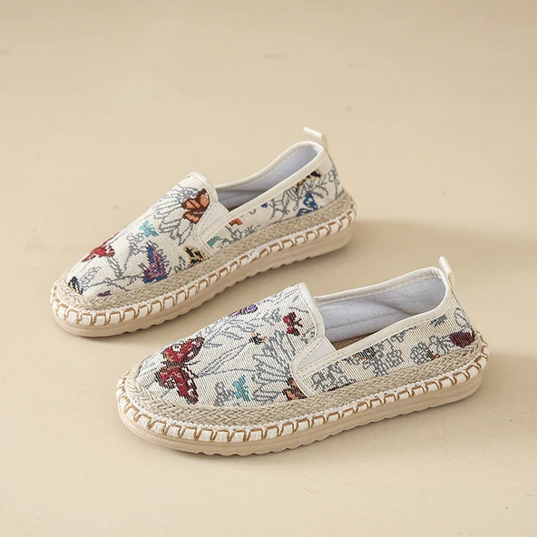 Kadın Espadril Loafer Ayakkabı (Kelebek Bej-1)