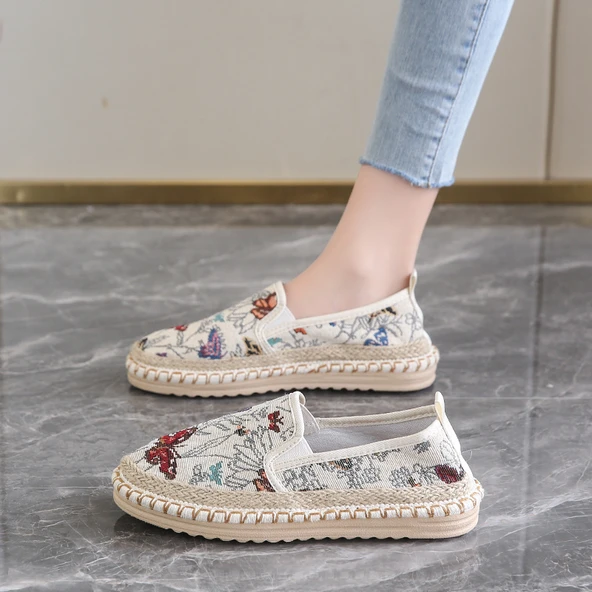 Kadın Espadril Loafer Ayakkabı (Kelebek Bej-1) - 2