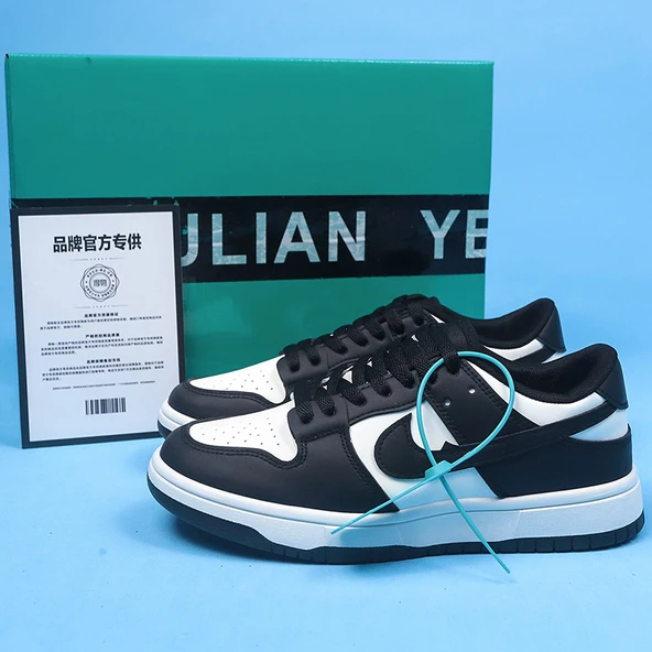Unisex Panda Desenli Kaykay Ayakkabısı (Siyah - Beyaz)