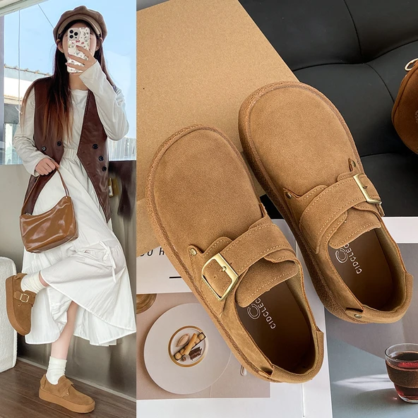Kadın Platform Loafer Ayakkabı (Kestane Rengi-1)
