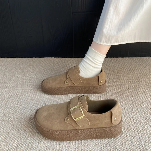 Kadın Platform Loafer Ayakkabı (Kestane Rengi-1) - 8