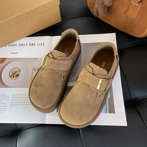 Kadın Platform Loafer Ayakkabı (Kestane Rengi-1) - 4
