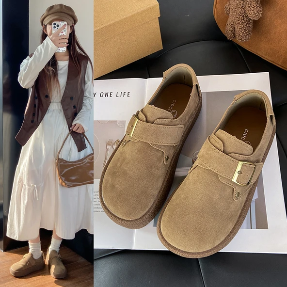 Kadın Platform Loafer Ayakkabı (Haki)