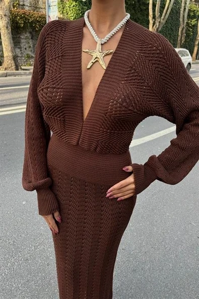 Laura Derin Dekolte Kroşe Elbise - - 8