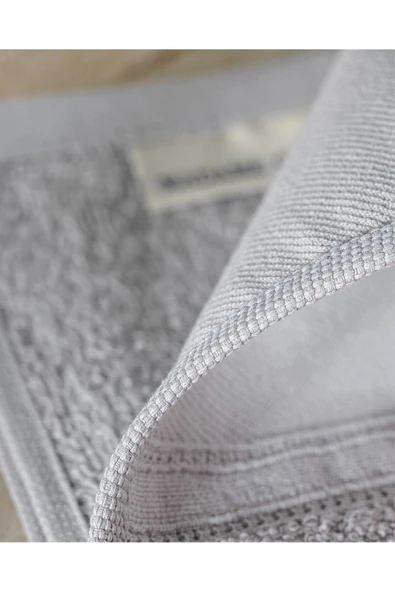 Orva Nakışlı %100 Pamuk 2'li El Havlusu - Gri - 30x45 cm - Resim 5