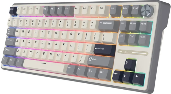 Royal Kludge R87 Pro Beyaz/Gri TKL Kablolu US Gaming Klavye - 3