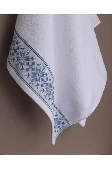 Caresse %100 Pamuk Yüz Havlusu - Beyaz/Gri - Resim 2