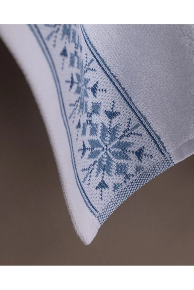 Caresse %100 Pamuk Yüz Havlusu - Beyaz/Gri - Resim 3