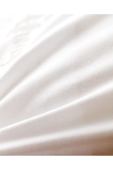Recy %100 Pamuk Yastık Kılıfı - Beyaz/Bej - Resim 5