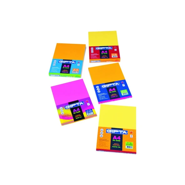 GIPTA A4 RENKLİ KAĞIT 50 Lİ PASTEL RENK