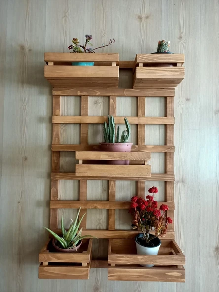 Kuzela Ahşap 5'li Çiçeklik Saksılık Stand - 2