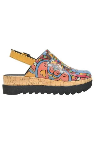 Kadın Vegan Deri Turuncu Kalın Taban Sandalet - India Tasarım - 6