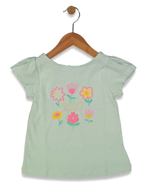 Kız Çocuk Çiçek Baskılı Tişört BGL-ST04452 - Resim 6