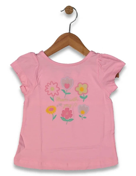 Kız Çocuk Çiçek Baskılı Tişört BGL-ST04452 - Resim 4
