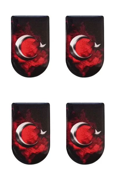 Şarjöraltı Sticker Bayrak Etiketi 4 Adet Ayyıldız Bayrak Desenli