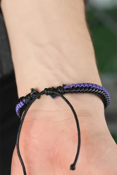 Mor Deri Erkek Bileklik - 2