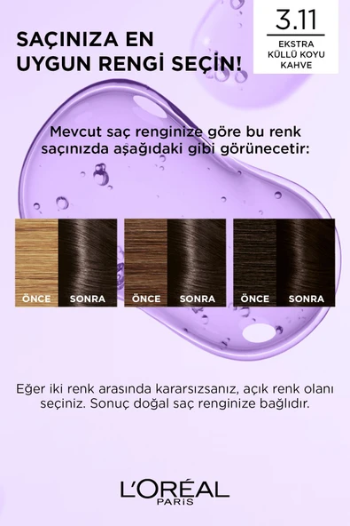 Loreal Excellence Cool Creme 3.11 Ekstra Küllü Koyu Kahve - 6