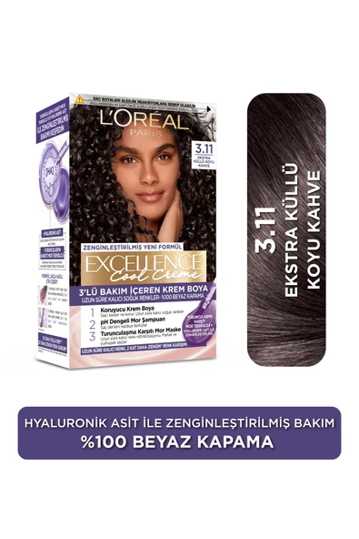 Loreal Excellence Cool Creme 3.11 Ekstra Küllü Koyu Kahve