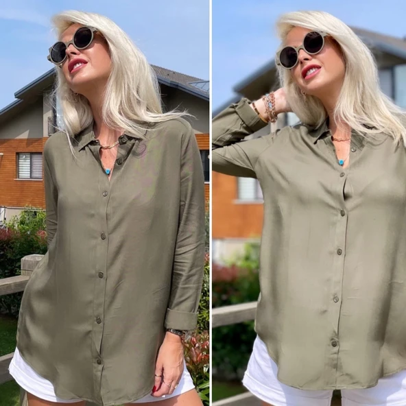 Lucky Life Kadın Dokuma Viskon Kumaş Efsane Gömlek